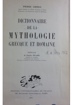 Dictionnaire de la mythologie Grecque et Romaine
