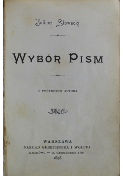 Słowacki Wybór pism Miniatura 1898 r.