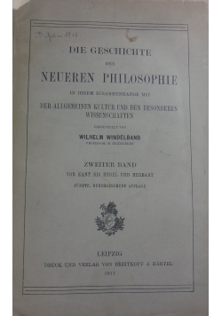 Die Geschichte der neueren Philosophie,1911r