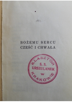 Bożemu Sercu Część i Chwała 1931 r.