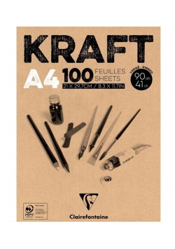 Blok brązowy KRAFT A4/100K klejony 90g