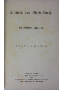 Stimmen aus Maria-Laach 31 band, 1886 r.