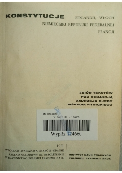 Konstytucje Finlandii, Włoch, Niemieckiej Republiki Federalnej, Francji