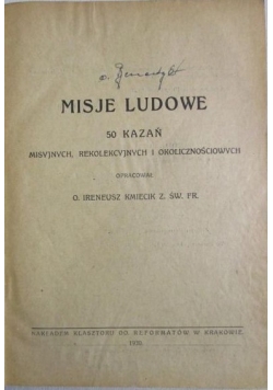 Misje Ludowe, 1930 r.