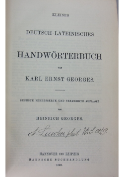 Kleines deutsch-lateinisches handwoeterbuch, 1898r.