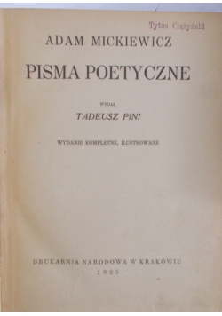 Pisma Poetyczne ,1925r.