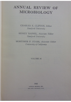 Annual Review of Microbiology, volume 16