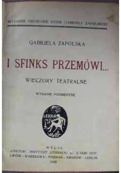 I sfinks przemówi 1923 r