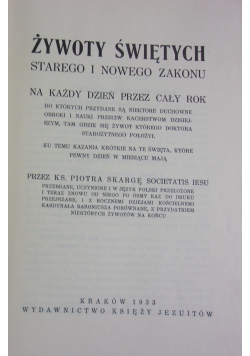 Żywoty świętych, 1933r.