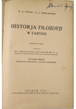 Historja filozofji w zarysie, 1930 r.