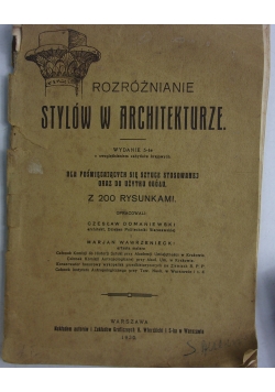 Rozróżnianie stylów w architekturze, 1930r.
