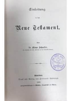 Einleitung in das neue testament, 1898 r.