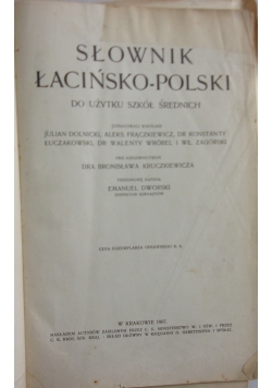 Słownik Łacińsko-Polski, 1907 r.
