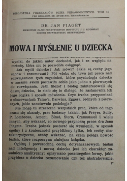 Mowa i myślenie u dziecka 1929 r.