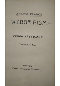 Wybór pism. Pisma krytyczne, 1904 r.
