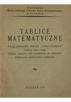 Tablice matematyczne, 1934 r.