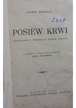 Posiew krwi, 1933r.