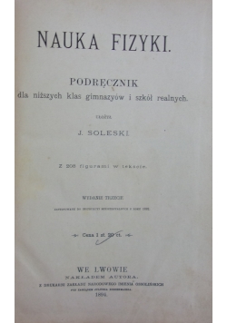 Nauka fizyki, 1894r.