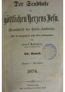 Der sendbote des göttlichen herzens Jesu, 1874 r.
