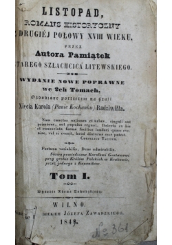 Listopad, Romans Historyczny z drugiej połowy XVIII wieku 1848 r.