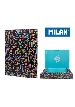 Teczka MILAN A4 cienka z gumką SH SPACE czarna wzorki