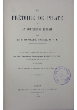 Le pretoire de pilate et la Antonia Forteresse, 1902