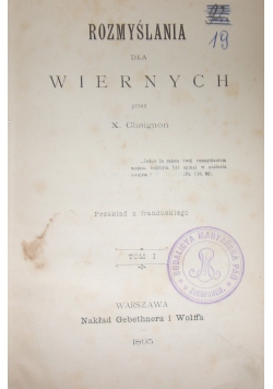 Rozmyślania dla wiernych ,Tom II,1895 r.