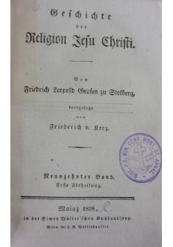 Geschichte der Religion Jesu  Christi, 1828 r.