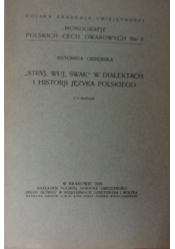 "Stryj, wuj, swak" w dialektach i historji języka polskiego, 1929 r.