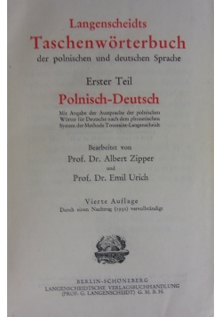 Langenscheidts Taschenworterbuch, Polnisch-Deutsch, 1931 r.