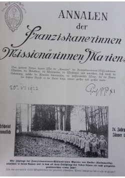 Annalen der Franziskanerinnen Missionarinnen Mariens, 1930r.