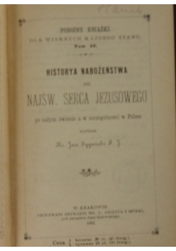 History nabożeństwa do Najśw. Serca Jezusowego, 1892r.