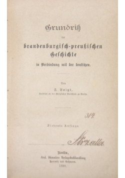 Grundriss der brandenburgisch - preußischen Geschichte in Verbindung mit der deutschen. Siebente Auflage, 1880 r.