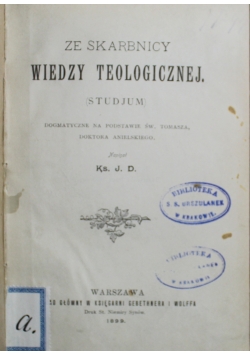 Ze skarbnicy wiedzy teologicznej 1899 r.