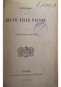 Histoire D Une Jeune Fille Pauvre 1898 r.