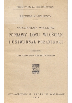 Poprawy losu włościan i uniwersał połaniecki, 1917r.