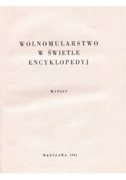 Wolnomularstwo w świetle encyklopedyj,1934