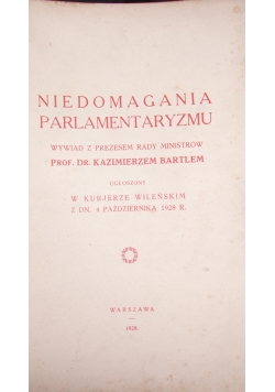Niedomagania parlamentaryzmu, 1928r.