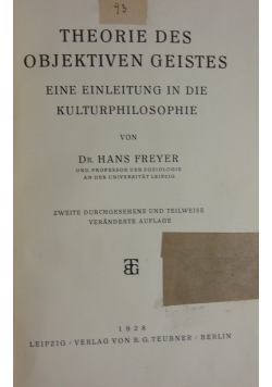Theorie des Objektiven Geistes, 1928 r.