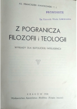 Z pogranicza filozofii i teologii, 1938r.