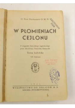 W płomieniach Cejlonu, 1931 r.