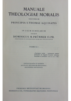 Manuale theologiae moralis, Tomus I, 1928 r.
