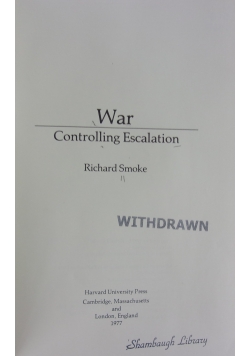 War Controlling Escalation