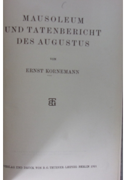 Mausoleum und Tatenbericht des Augustus, 1921 r.