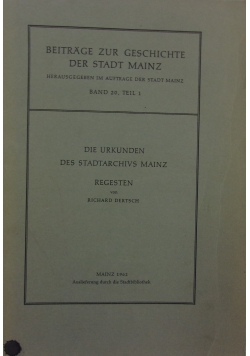 Die Urkunden Des Stadtarchivs Mainz Regesten