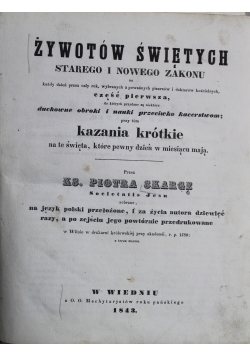 Żywot Świętych Starego i Nowego Testamentu 1843 r