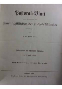 Pastoral- Blatt, nro 1-12, 1880r.
