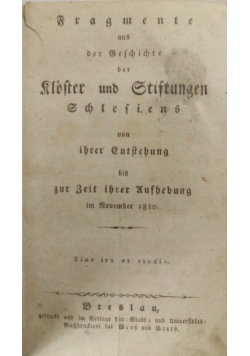 Fragmente aus der Geschichte der Kloster und Stiftungen 1810 r.
