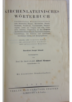 Kirchenlateinisches wörterbuch, 1926 r.
