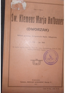 Św. Klemens Marja Hofbauer (Dworzak), 1911 r.
